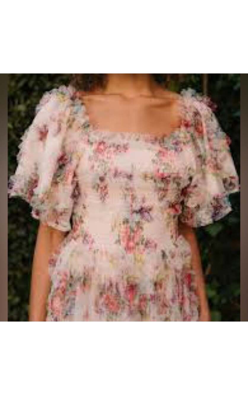 Ivy City Co Florentina Ever Dress maxi tulle cream floral garden party Small - Picture 6 of 11